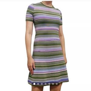 Shoshanna green striped mini dress